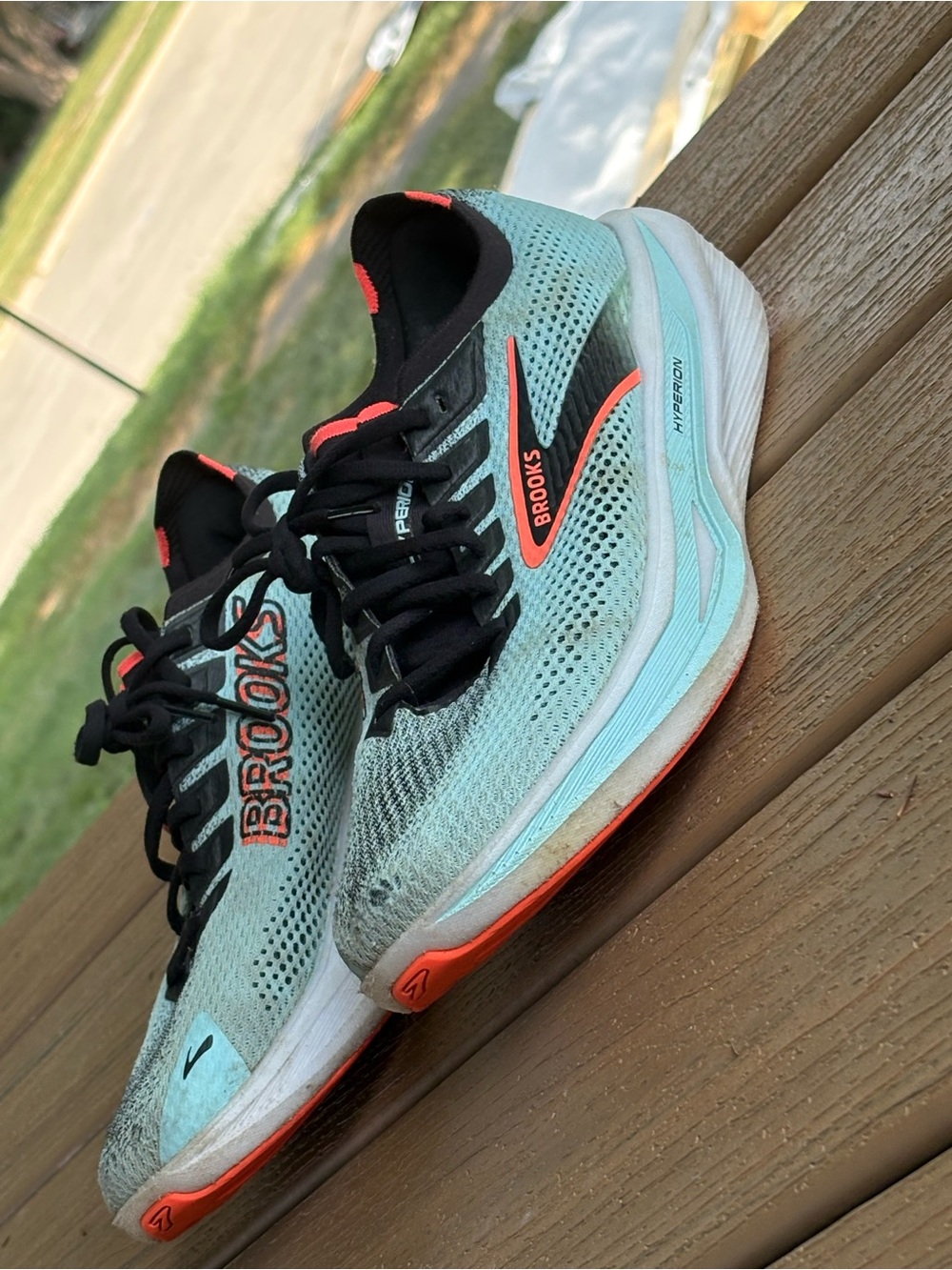 Brooks Men's Running Shoes - Mint with Coral Accents